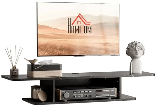 HOMCOM Floating TV Unit Stand for TVs up to 40, Wall Mounted Media Console with Storage Shelf, Entertainment Center, Black