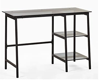 Julian Bowen Desk, Smoked Glass/Black, One Size