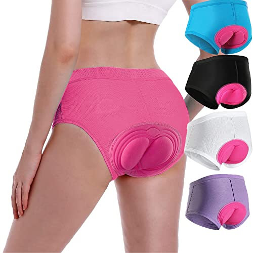 SECXEO Short Cycliste Femme Rembourré Gel 3D Respirant Antichoc Short Velo VTT Gel Séchage Rapide Short Cyclisme sous-Vêtements de Cyclisme(Size:M,Color:Rose)