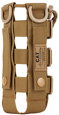 CAT Outdoors MOLLE – Porte-bouteille d'eau tactique MOLLE pour sangle de sac à dos, clip de ceinture, clip de ceinture, fixation MOLLE pour bouteilles d'eau Nalgene (marron coyote)