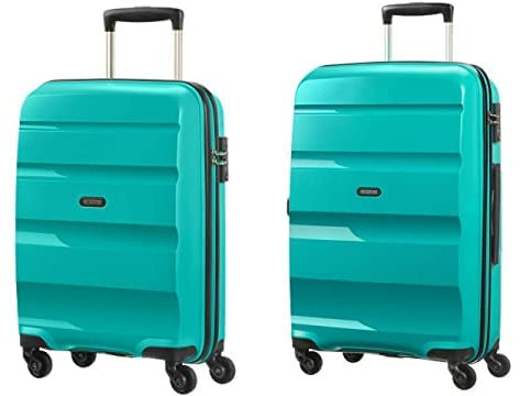 American Tourister Bon Air Spinner S Handgepäck, 55 cm, 31.5 L, 4 Rollen, Türkis (Deep Turquoise)+Spinner M Koffer, 66 cm, 57.5 L, Türkis (Deep Turquoise)