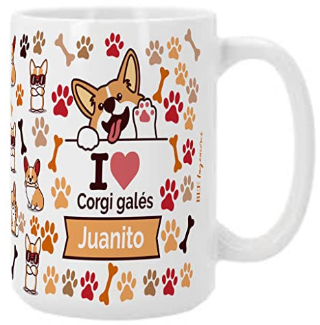 Bee Ingenious Taza CORGI Personalizada XL de 443 ml. Desayuno Con Nombre. Regalo Para Amigas. Razas de Perros. Originales Para Regalar.