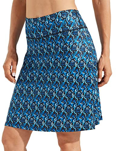 WILLIT Damen 20 Röcke Golf Knielange Tennisröcke Sportlich Modest Sportlich Casual Skorts Tasche UVA-Schutz Sea Wave L