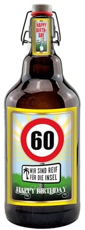 Alles Gute zum Geburtstag 2 Liter XXL-Flasche Bier mit Bügelverschluss (60 Jahre)