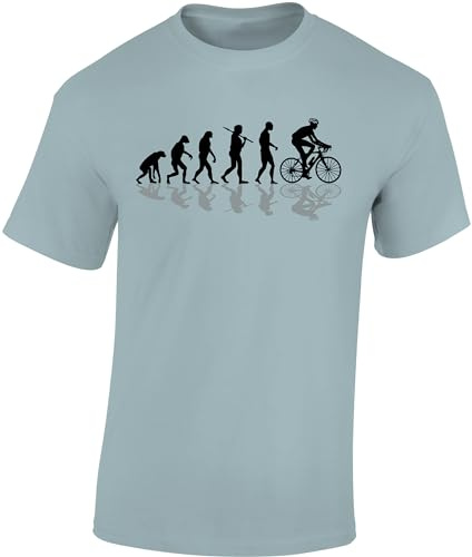 Baddery T-Shirt de Cyclisme pour Homme „Bike Evolution“ (Bleu Glacier XXL)