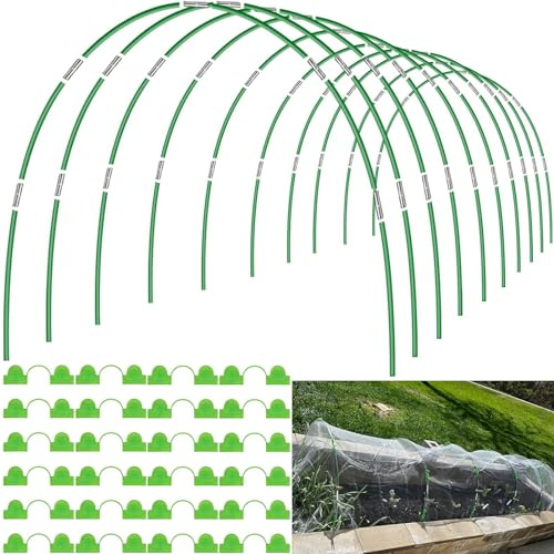 Gartenreifen für Hochbeete, Reihenabdeckung, 60 Stück, 2,4 m, Gewächshausreifen, Wachstunnel-Set für Hochbeete, flexibler Fiberglas-Pflanzenrahmen, Rahmenstütze, DIY-Hoop-Set, Gartenstecker für den