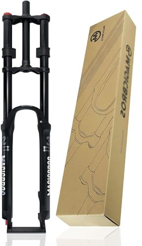 NBTRXWAFR Forcella Ammortizzata per Mountain Bike DH 26/27.5/29'' MTB Air Escursione 160 Mm 1-1/8 Forcella Diritta A Doppia Corona Blocco Manuale QR 9MM,27.5inch