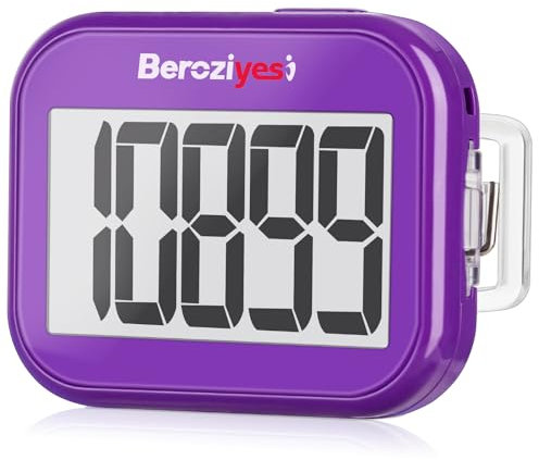 3D Pedometer for Walking, Simple Step Counter for Walking with Removable Clip and Lanyard, Accurate Pedometers for Steps, Step Tracker with Large Display for Men Women and Kids (purple)