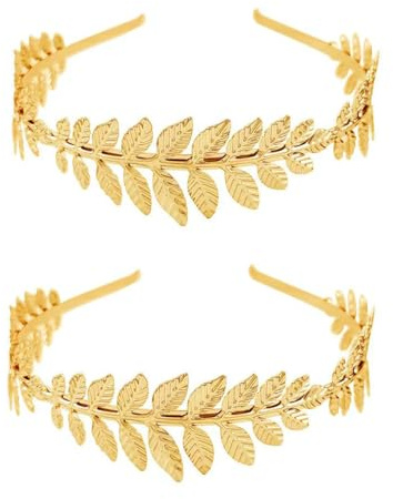 ZOONAI Women Girls 2Pcs Metal Leaf Headbands Bridal Jewelry Hairbands Wedding Party Hair Accessories (Gold, one size)