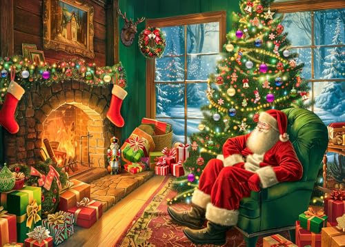 Weihnachten Puzzle 1000 Teile-Weihnachtsmann Weihnachtspuzzle Erwachsene 1000 Teile Puzzles Weihnachten Puzzles 1000 Teile für Erwachsene Festival Puzzle Senior Puzzel