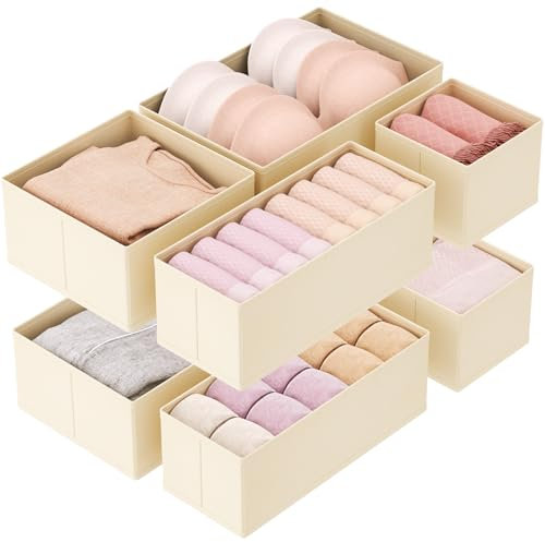 Lifewit 8 er Set Schubladen Organizer, Schrank Kleiderschrank Organizer Wickeltisch Schubladen Ordnungssystem für Garderobe Schlafzimmer für Kleidung, Kinderkleidung, Socken, Unterwäsche, Khaki