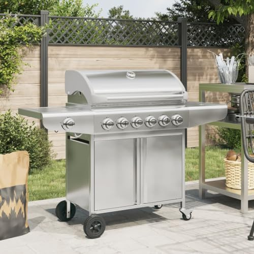 XGWKCNV Furniture Select-Gas BBQ Grill mit 7 Brennern Silber Edelstahl