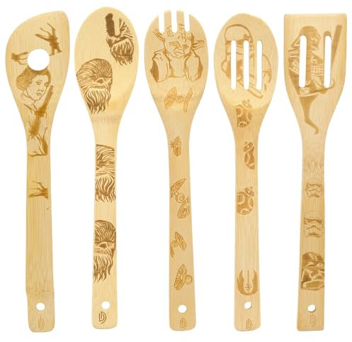 LPEPLL 5pcs Wooden Kitchen Utensil Set Heat-Resistant Bamboo Cooking Utensils Wooden Spatula for Nonstick Pans and All Cooking Needs