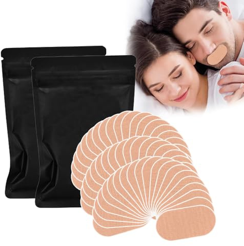 TOEECY 60 Stück Mundpflaster Gegen Schnarchen Anti Schnarch Unterstützung Schlafstreifen Mouth Tape Sleeping Die Verbessern Schlafqualität für Hilft Developing the Habit of Nasal Breathing (Hautfarbe)