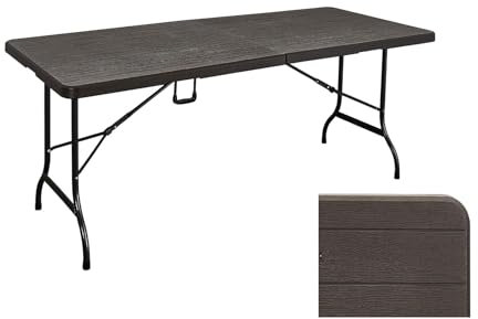 sinlikon Table Pliante Exterieur Camping 180CM,Table Rectangulaire Pliante pour 6/8 Personnes Noir (1, Noir)