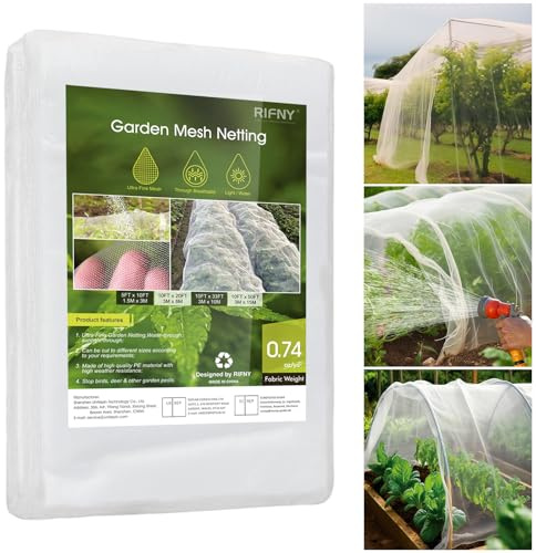 RIFNY Filet de jardin, 3 x 15 m, filet de jardin en maille fine pour extérieur, terrasse, parterre surélevé, protection des plantes, arbres fruitiers, tomates, parasites, cigales (1 pièce, blanc)