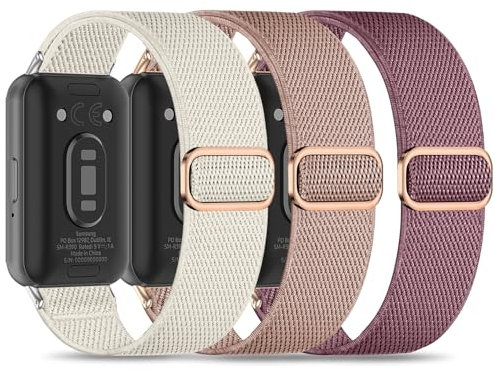 Wizvv 3 pulseras elásticas compatibles con Samsung Galaxy Fit 3, correa de tela de nailon para reloj de pulsera de liberación rápida para Samsung Galaxy Fit 3 SM-R390 para hombre y mujer, Nailon