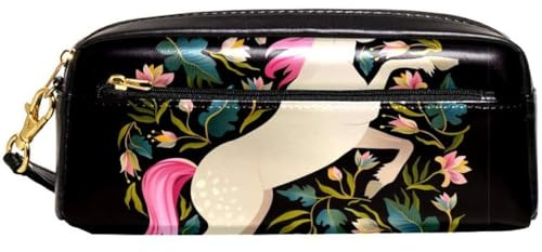 Stiftemappe Einhorn-Pferd In Blütenblättern Bleistifttasche Tragbar Make-Up Tasche Große Kapazität Bleistift Beutel Für College Jungen Teenager