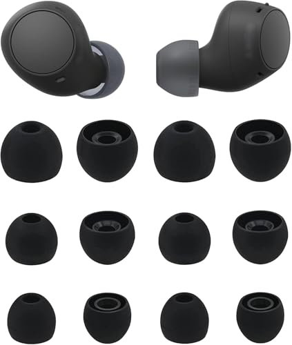ALXCD Eartips Compatible with Sony WF-C510 Earbuds, S/M/L 3 Sizes 6 Pairs Soft Silicone Ear Tips Replacement Earbuds Tips, Compatible with Sony WF-C510 4mm 6 Pairs Black