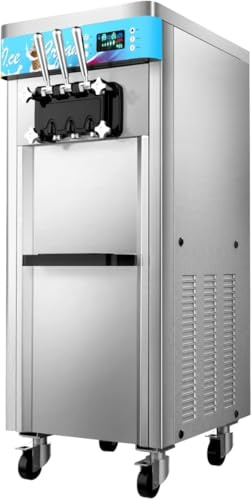 CVS Triple Head Commercial Ice Cream Machine 2400W – Stainless Steel Soft Serve Ice Cream Maker Machine with 2 x5.5 L Hopper & 2x1.6L Freezing Tank, 25L/H Output, LED Screen