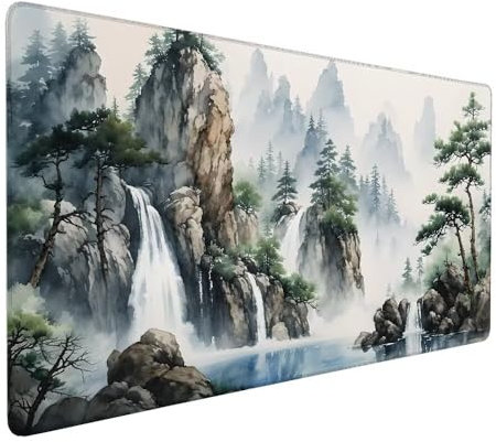 Gaming Mauspad Chinesischer Stil, Landschaft Mauspad xxl 800 x 300 x 3 mm Gaming Mousepad Desk Mat, Schreibtisch Protector Matte mit Anti-Rutsch Basis für PC, Büro, Zuhause, Geschenke für Frauen X-471