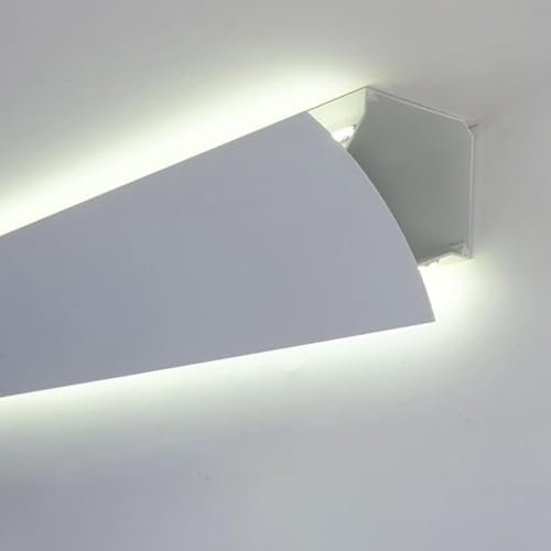 Led-Fußleisten-Zierkanal Für Kronenleisten, Montierte Profilsockelleiste Für Wohnzimmer, Theater, Weiße Led-Streifenabdeckung, Wandfluter (2,4 Meter 7,9