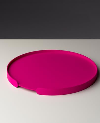 Tablett Outdoor Aluminium wetterfest – LILO, rundes Metalltablett Ø 38 cm, stabil & pflegeleicht, spülmaschinenfest & Kratzfest, für Wohnzimmer, Küche, Balkon & Garten, Made in EU (Pinkmagenta)