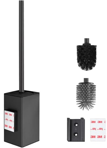 DAZI Escobilla WC de Pared Negro Mate, Escobillero Baño Metálico Antióxido y Diseño Moderno, Escobillero con Vaso Interior Extraíble para una Limpieza Fácil del Baño