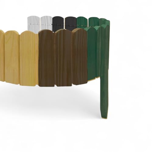 Rasenkante Höhe 10 cm Braun 200 cm Lang Gartenzaun Flexibler Holzzaun Gartendeko Gartenpalisade für Beeteinfassung, Mähkante Rollborder, Steckzaun Blumenbeet Umzäunung für Garten (Unbehandelt, 30cm)