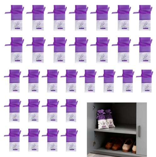 30 PCS Lavender Bags Empty, Lavender Bags for Wardrobes, Muslin Sachets for Potpourri, Natural Fragrance Fresheners for Closet Drawers Shoes Car Storage (Dark Purple, Dark Purple)