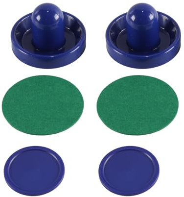 Durlo Juegos de hockey de aire estándar: 2 empujadores de fieltro de 96 mm con almohadilla y 4 discos de 64 mm para mesa de juego (azul)