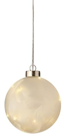 Frosted Effect Christmas Bauble Light - Warm White Lights - 10cm Light Up Bauble With Micro LEDs - Battery Operated Ball Light - Indoor Christmas Decoration.