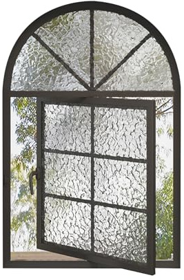 HJLKDYM Bogenfenster Das Runde Fenster Ist Um 360° Drehbar. Metall-Schiebefenster Als Ersatz Mit Griffen Für Bad Und Küche(Black-A,50x80cm)