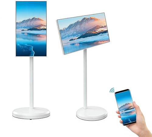 Portable Smart TV with Touch Screen, 24-Inch 1080p/4K, Full Swivel Rotation, Android 12, Voice Control, Built-in Camera, USB/Bluetooth Support