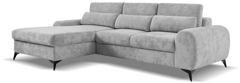 MW EURO-MEBLE Ecksofa Milan L - Wohnlandschaft, Polstersofa, Polstercouch (Linke Seite - Hellgrau: Serano 692)