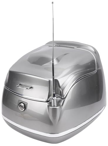 Huairdum 38L Motorrad-Topcase, Wasserdichter ABS-Heckkoffer mit Schlüsselschloss, Universelle Montage, Passend für Integralhelme, Ideal für Roller, Elektrofahrräder, Motorräder (Mondsilber)