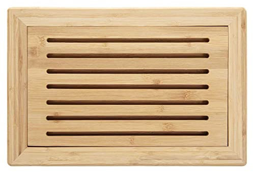 SIDCO Brotschneidebrett mit Krümelfach Bambus Schneidebrett Holzbrett mit Gitterrost