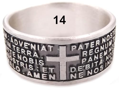 Herrenring aus Silber 925 Vater Unser Gebet Latein für Frauen Oder Unisex