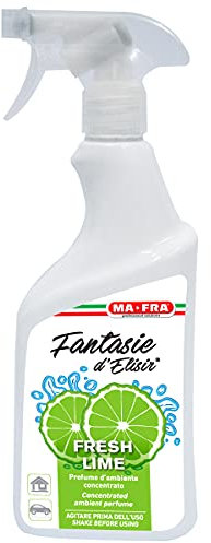 Ma-Fra, Fantasie d'Elisir Fresh Lime, Profumatore Concentrato per Auto e Ambienti, Neutralizza Odori, Privo di Alcool, Durata 3 Giorni, Base Olio Essenziale, Fragranza Agrumata, Formato 500ml