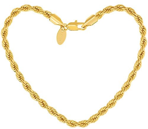 Lifetime Jewelry Rope Bracelet 5MM, Diamond Cut, 24K Gold with Inlaid Bronze, Premium Fashion Jewelry, Resists Tarnishing, Guaranteed for Life, 7-9 Inches