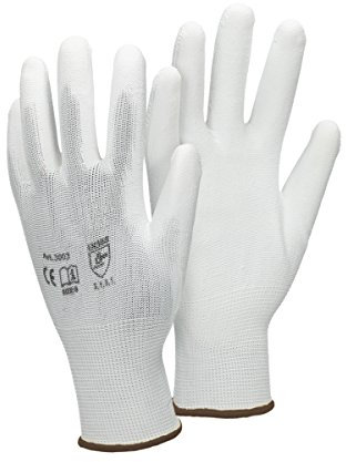 ECD Germany 12 Paar Arbeitshandschuhe mit PU-Beschichtung, Größe 9-L, Weiß, atmungsaktiv, rutschfest, robust, Mechanikerhandschuhe Montagehandschuhe Schutzhandschuhe Gartenhandschuhe Handschuhe