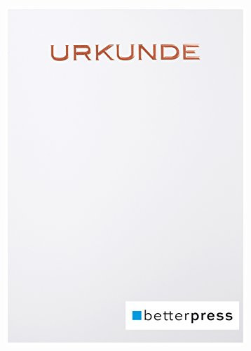 Urkunden Vordrucke geprägt Reliefprägung 200 g/m² din a4 10 Stück weiß Betterpress (Bronze)