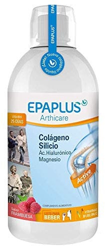EPAPLUS Arthicare, Colágeno + Silicio + Ácido Hialurónico, Colágeno Hidrolizado con Silicio y Ácido Hialurónico, Líquido Sabor Frambuesa, Tratamiento 25 Días, 1L