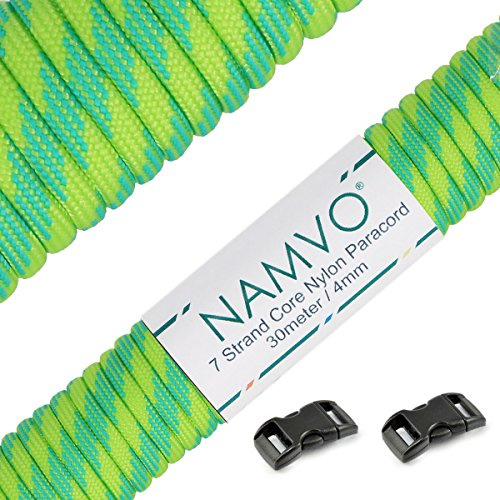 Namvo 550 Paracord Mil Spec Tipo III 7 fili corda per paracadute Lunghezza totale 30,5 m/30 metri Punti/strisce/Camouflage