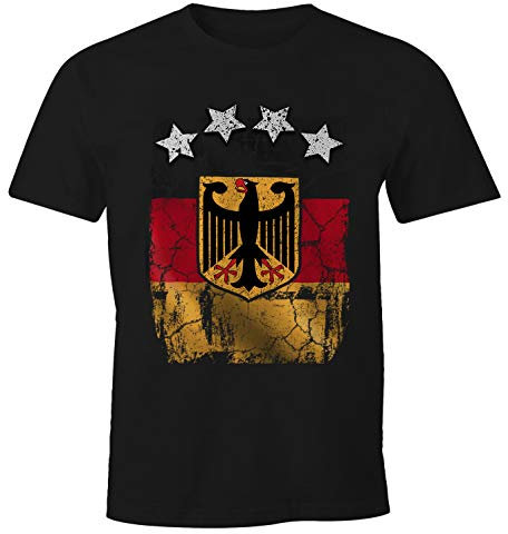 MoonWorks Cooles Herren T-Shirt Deutschland Fan-Shirt WM 2018 Fußball Weltmeisterschaft schwarz 4XL