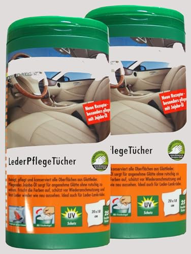 Preisjubel 2 x LederPflegeTücher, Leder-Reinigung, Glattleder-Pflege, Pflegetuch