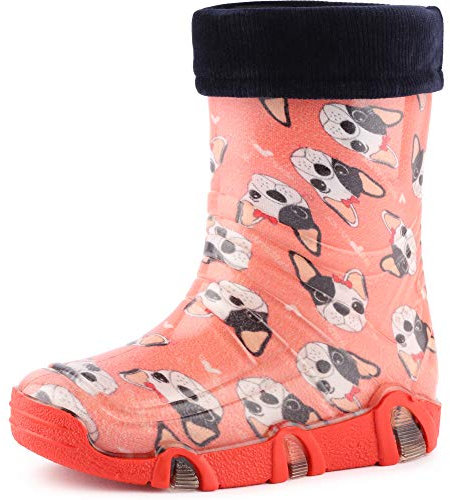 Ladeheid Kinder Mädchen Jungen Gummistiefel gefüttert Swk 206 (Pink Hunde, 29/30 EU)