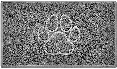 Nicoman PAW Shape Cat Litter Box Mat, Dog Food Feeding Tray Matt, Non-Slip, Easy Clean, Washable(75x44cm,Medium),GREY