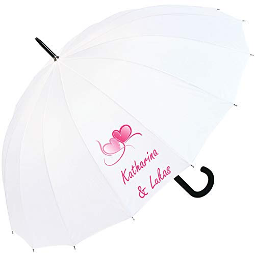iX-brella 16-teiliger Hochzeitsschirm mit Automatik Herzen personalisiert mit Namen