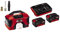 Einhell Compressore ibrido cavo e batteria PRESSITO Li – Power X-Change (220V, 18 V, pompa ad alta e bassa pressione, 11 bar, spegnimento automatico) + 2X 3,0Ah & Twincharger PXC Starter Kit